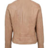 Women's Zip Up Beige Leather Jacket