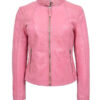 Women's Pink Leather Biker Jacket