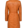 Women's Tan Knee Length Leather Coat