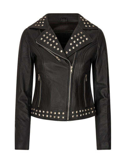 Women's Studded Biker Leather Jacket