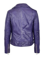 Women's Purple Biker Leather Jacket