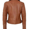 Women's Tan Leather Biker Jacket