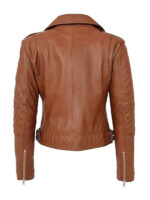 Women's Tan Leather Biker Jacket