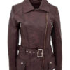 Women's Hip Length Biker Leather Jacket