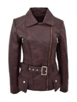 Women's Hip Length Biker Leather Jacket