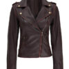 Women's Dark Brown Leather Biker Jacket