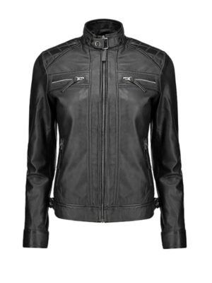 Women's Black Quilted Leather Biker Jacket