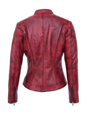 Women's Slim Fit Distress Leather Jacket