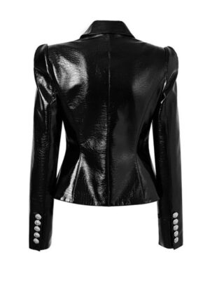 Women's Black Faux Leather Blazer