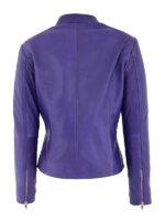 Women's Purple Zipper Leather Jacket