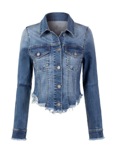 Women's Cropped Blue Denim Jacket