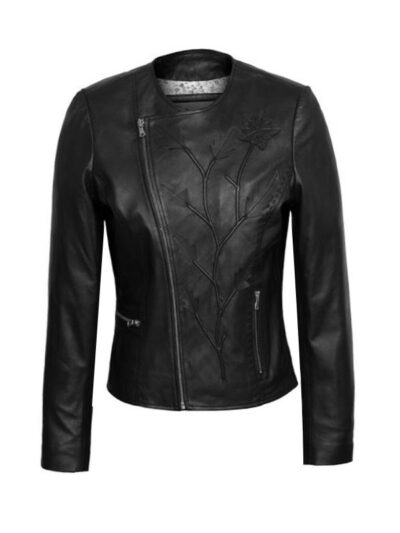 Women's Flower Design Leather Jacket