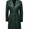 Women's Green Knee Length Coat