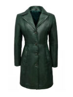 Women's Green Knee Length Coat