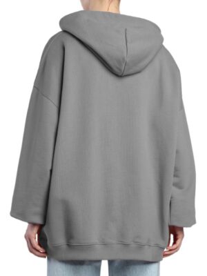 Women's Grey Oversized  Fleece Hoodie