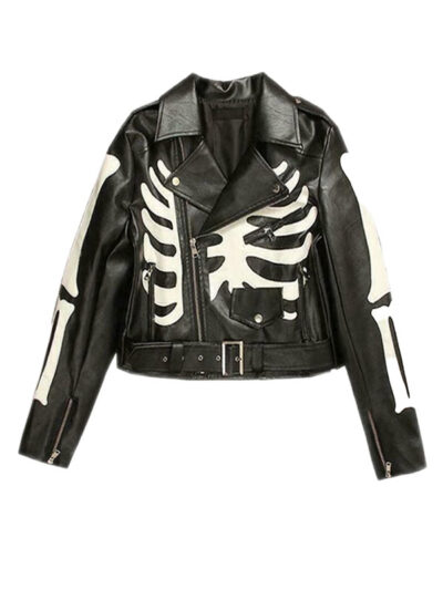 Women's Black Skeleton Leather Jacket