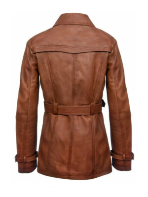 Women's Belted Leather Trench Coat