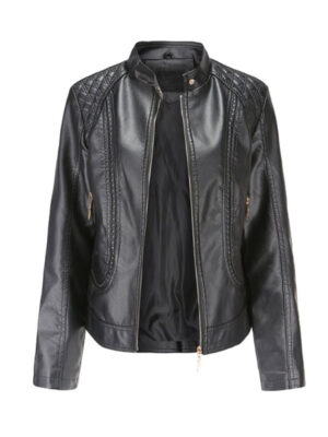 Women's Quilted Shoulder Faux Jacket