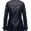 Women's Black Belted Leather Coat