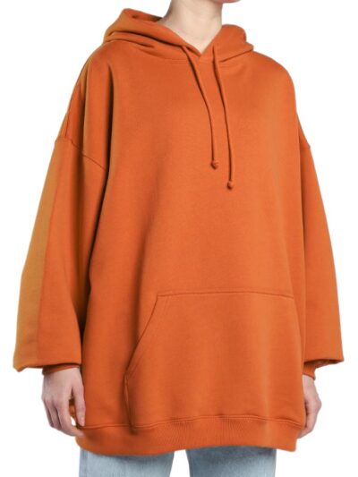 Women's Oversized Orange Fleece Hoodie