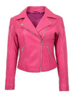 Women's Pink Slim Fit Biker Jacket