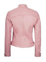 Women's Diamond Quilted Pink Biker Jacket