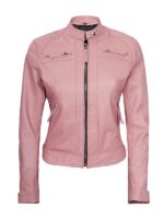 Women's Diamond Quilted Pink Biker Jacket