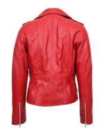 Women's Red Cross Zipp Leather Jacket