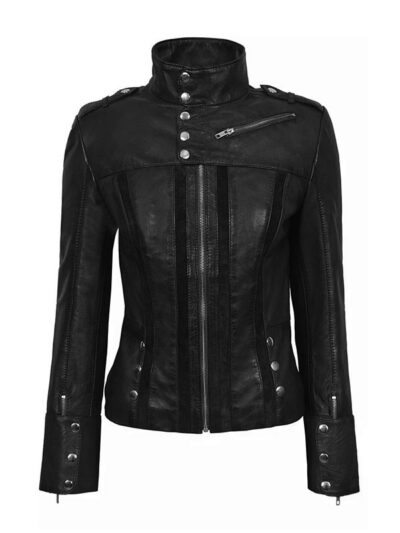 Women's Black Leather Biker Jacket