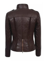 Women's Brown Leather Biker Jacket