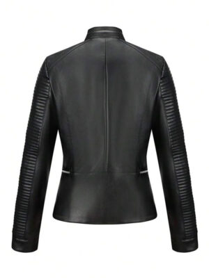 Women's Black Biker Style Leather Jacket