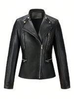 Women's Black Biker Style Leather Jacket