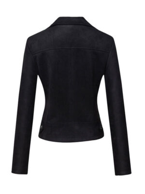 Women's Black Biker Suede Leather Jacket