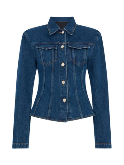 Women's Biker Style Blue Denim Jacket