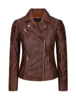 Women's Brown Cafe Racer Style Jacket