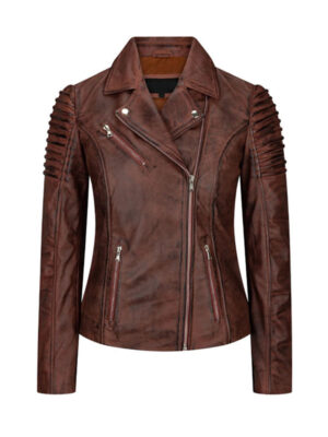 Women's Brown Cafe Racer Style Jacket