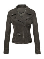 Women's Green Biker Leather Jacket