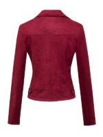 Women's Maroon Biker Suede Leather Jacket