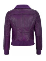 Women's Purple Leather Bomber Jacket