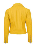 Women's Yellow Leather Biker Jacket