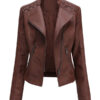 Women's Long Sleeve Faux Leather Jacket