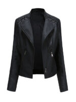 Women's Long Sleeve Faux Leather Jacket