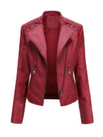 Women's Long Sleeve Faux Leather Jacket