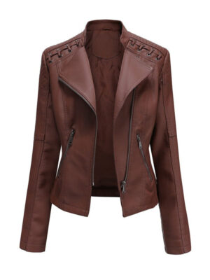 Women's Long Sleeve Faux Leather Jacket