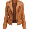 Women's Long Sleeve Faux Leather Jacket