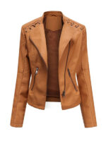 Women's Long Sleeve Faux Leather Jacket