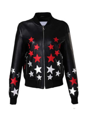 Women's Bomber Style Black Leather Jacket