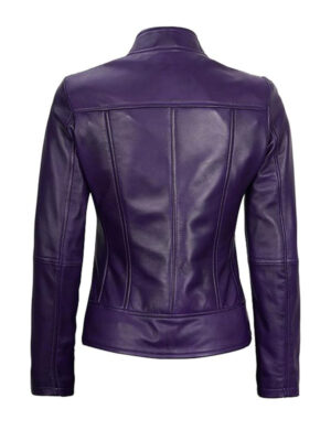 Women's Purple Leather Biker Jacket