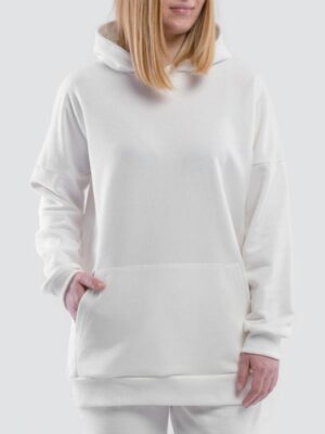 Women's White Pullover Fleece Hoodie