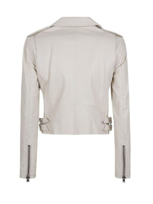 Women's White Short Body Leather Jacket